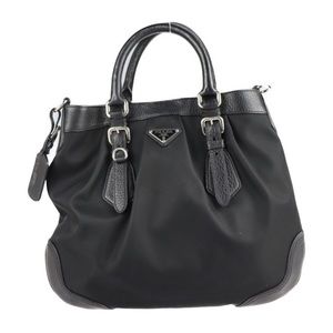 PRADA Prada handbag BN1226 nylon leather black 2WAY shoulder bag tote shopping